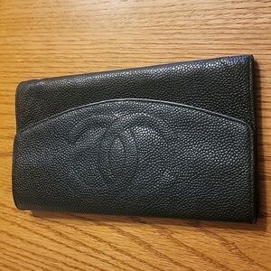 Chanel Black Cavier Wallet / cell phone holder